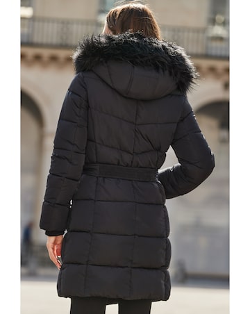 Sosandar Fur Trim Padded Coat