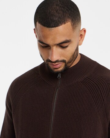 Fisherman Knitted Zip Through Cardigan