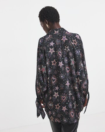 Twisted Wunder Stacey Star & Heart Print Chiffon Shirt