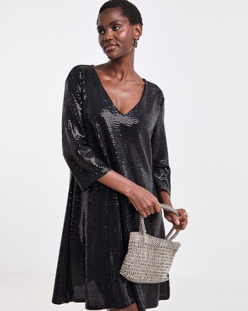 Hotfix V Neck Shift Dress