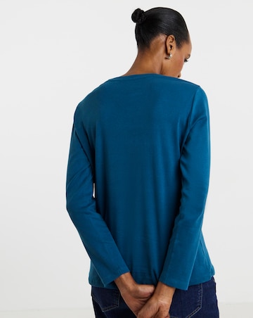 Blue Crew Neck Long Sleeve T-Shirt