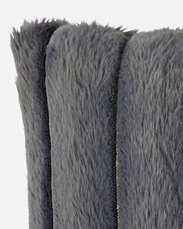Ribbed Faux Fur Cushion - Charcoal