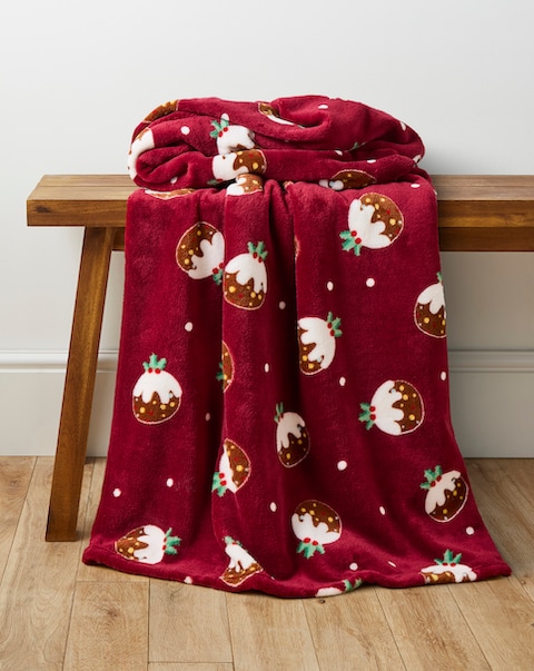 Christmas Pudding Fleece Throw
