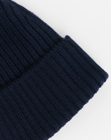 Lacoste Rib Knit Brushed Wool Beanie - Navy