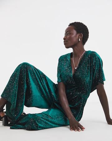 Twisted Wunder Glitter Velvet Wide Leg Jumpsuit