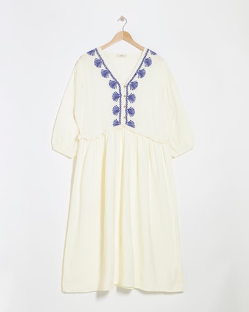 Julipa Embroidered Pure Cotton Textured Midi Dress