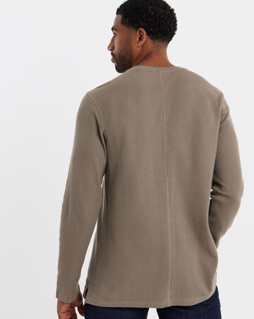 Textured Long Sleeve Grandad T-Shirt