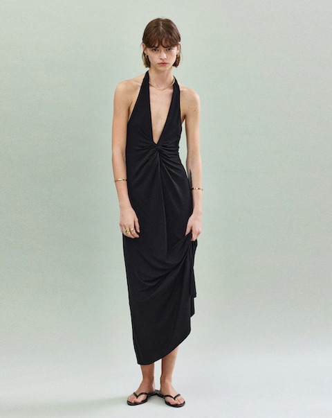 Mango Draped Halter Dress