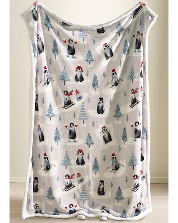 Catherine Lansfield Christmas Penguins Sherpa Throw