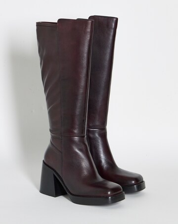 Jodi Leather Platform Knee High Boots - Standard Fit (D) & Standard Calf