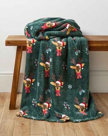 Christmas Reindeer Fleece Throw