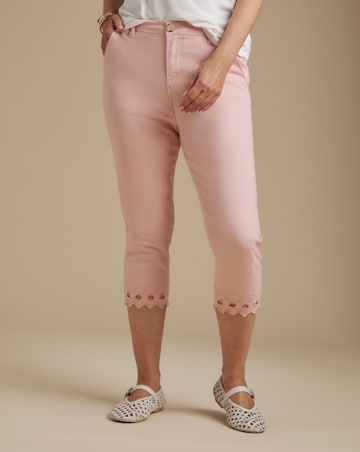 Julipa Blush Embroidered Cut Out Cropped Stretch Trouser