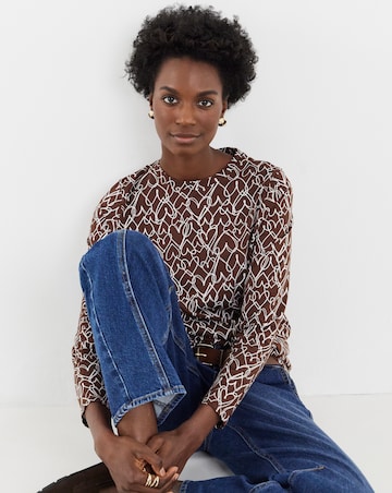 Heart Print Crew Neck Long Sleeve T-Shirt