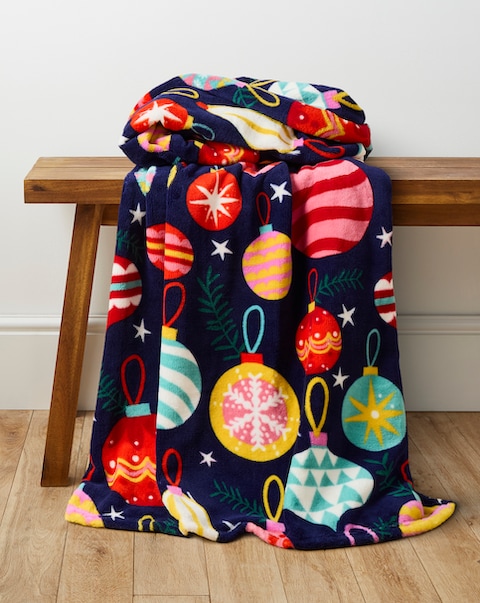 Christmas Baubles Fleece Throw