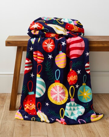 Christmas Baubles Fleece Throw