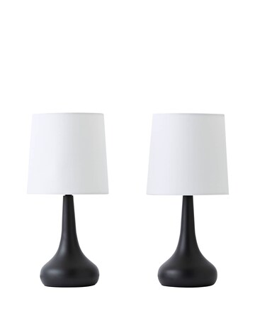 ValueLights Teardrop Pair of Black Chrome Touch Table Lamps