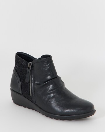 Cushion Walk Sparkle Detail Side Zip Ruched Wedge Boots - Wide Fit (E)