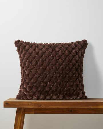 Scallop Faux Fur Cushion - Chocolate