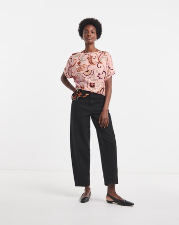 Border Print Short Sleeve Boxy Top