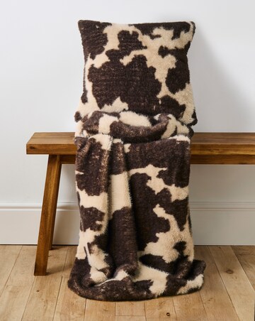 Cow Printed Faux Fur Throw