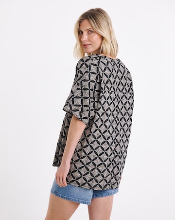 Printed Linen Mix Tunic Top