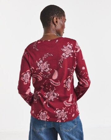 Teal, Print And Lilac 3 Pack V-Neck Long Sleeve T-Shirt