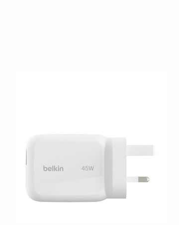 Belkin BoostCharge 45W USB-C Wall Charger with Retractable Cable - White