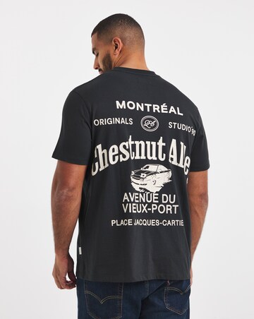 Jack & Jones Montreal Typo Back Graphic T-Shirt - Black