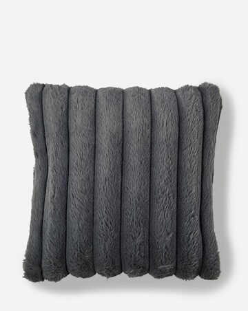 Ribbed Faux Fur Cushion - Charcoal