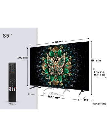 TCL 85C6K-UK 85in 4K Mini LED HDR Smart Fire TV with Freely