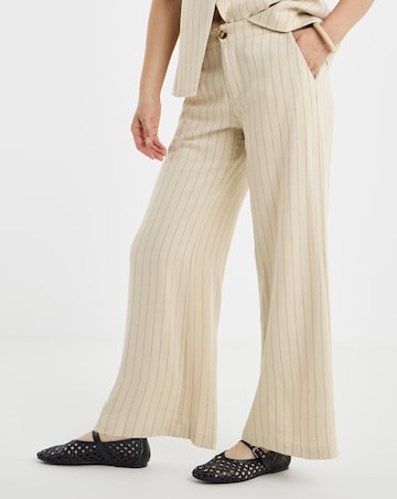 Stripe Linen Mix Wide Leg Trousers