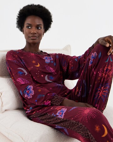 Figleaves Celestial Floral Contrast Leopard Lounge Set