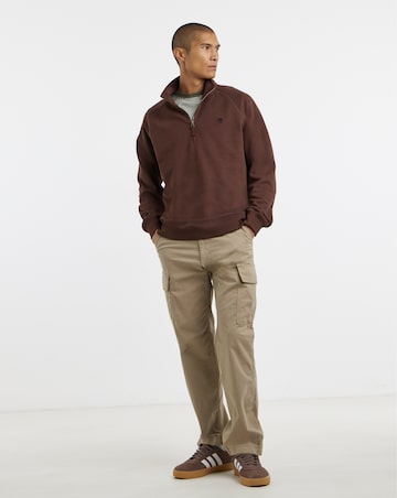 Timberland Exeter River Tree Embroidered Logo Quarter Zip Sweatshirt - Coffee