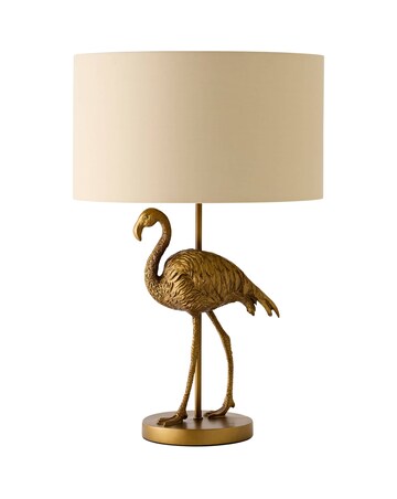 ValueLights Flo Flamingo Table Lamp with Beige & Gold Inner Shade