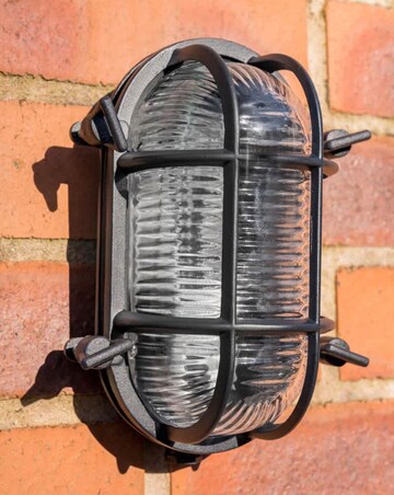 ValueLights Bow Black Bulkhead IP64 Outdoor Wall Light with Filament Bulb