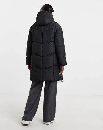 Black Mid Length Padded Coat
