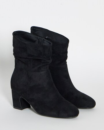 Gabby Soft Ruched Block Heel Ankle Boots - Extra Wide Fit (EEE)