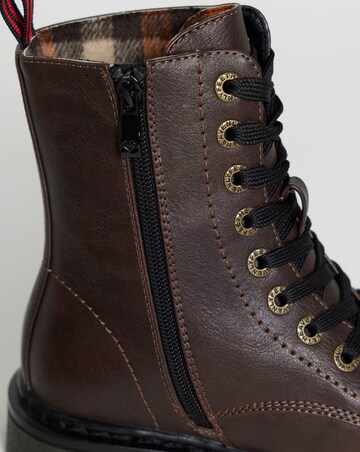 Heavenly Feet Justina Lace Up Chunky Boot - Wide Fit (E)