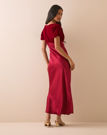 NOBODY'S CHILD ELIZABETH VELVET MIDI DRESS WITH SATIN SKIRT