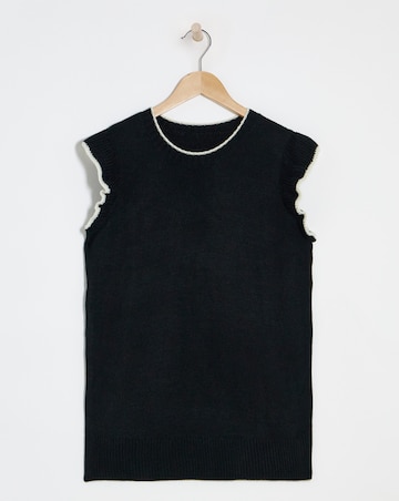 Simply Be Black Tipped Ruffle Shoulder Knitted Vest
