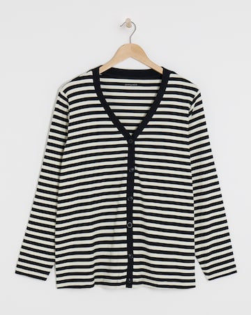 V-Neck Striped Button Front Cardigan