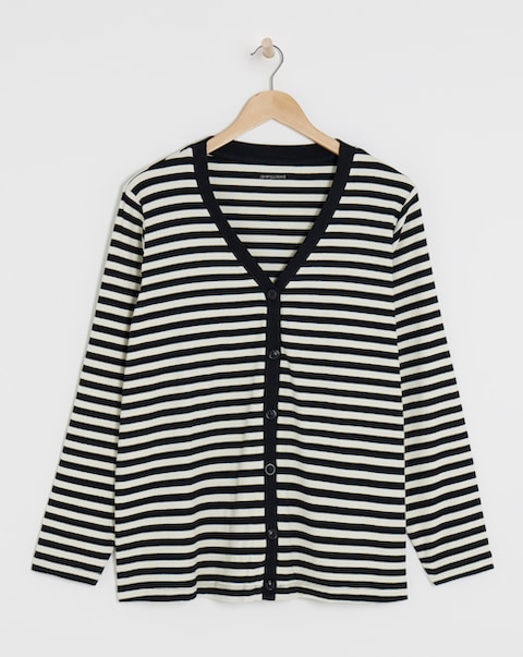 V-Neck Striped Button Front Cardigan