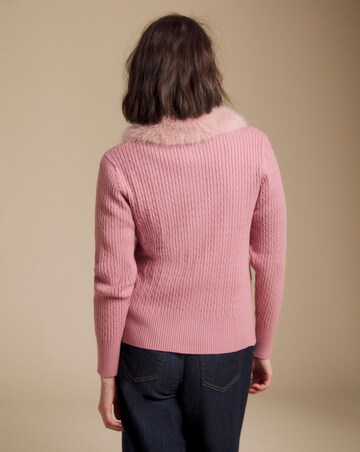 Julipa Cable Zip Through Fur Collar Cardigan