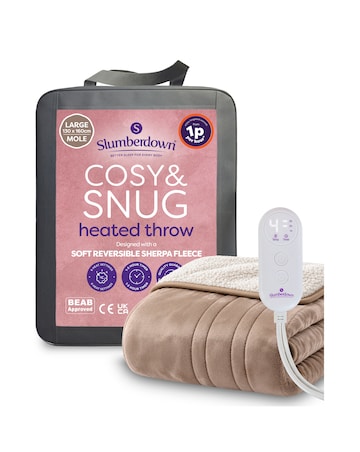 Slumberdown Cosy & Snug Sherpa Fleece Heated Throw
