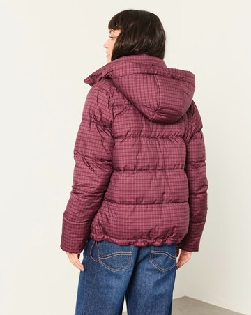 Fatface Short Check Puffer Plum