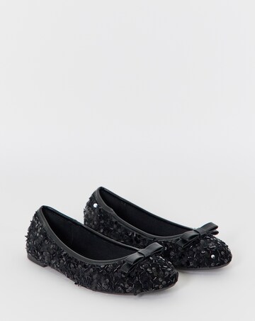 Abundance Classic Bow Sequin Ballerina Shoes - Wide Fit (E)