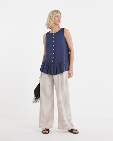 Linen Mix Button Detail Vest Top