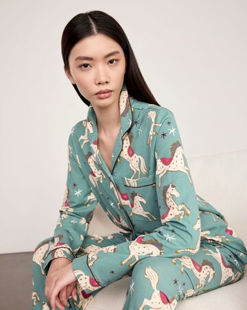 Chelsea Peers Cotton Classic Button Up Pyjama Set Carousel Horse Print