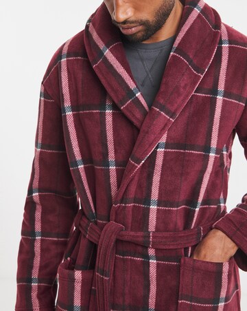 Check Borg Lined Fleece Dressing Gown
