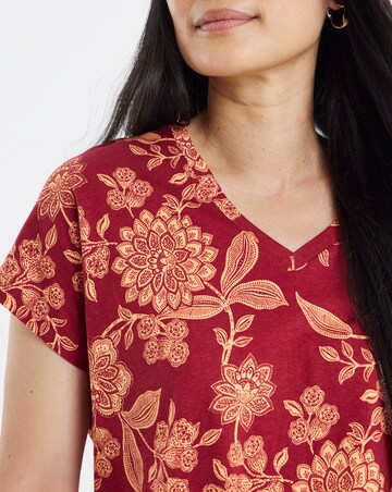 Berry Floral Printed V-Neck T-Shirt